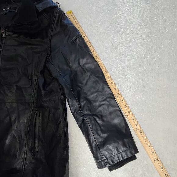 Jones New York women's genuine leather hooded jacket Sz 1X Matrix Dark feminine - Picture 5 of 11